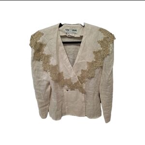 Elegant Cream Blouse with Gold Accents